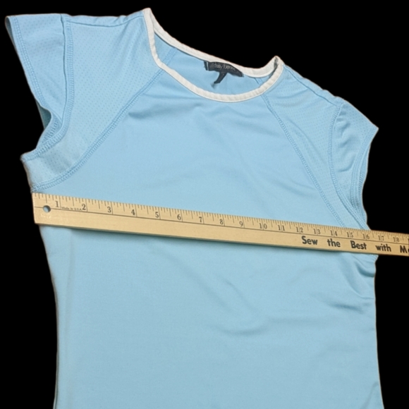 Light Blue Daisy Fuentes Size Small Tee with Mesh Cap Sleeves - Picture 8 of 10